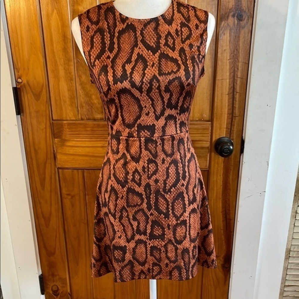 We Wore What Fit n Flare Animal Snake Print Sleeveless Mini Dress Small